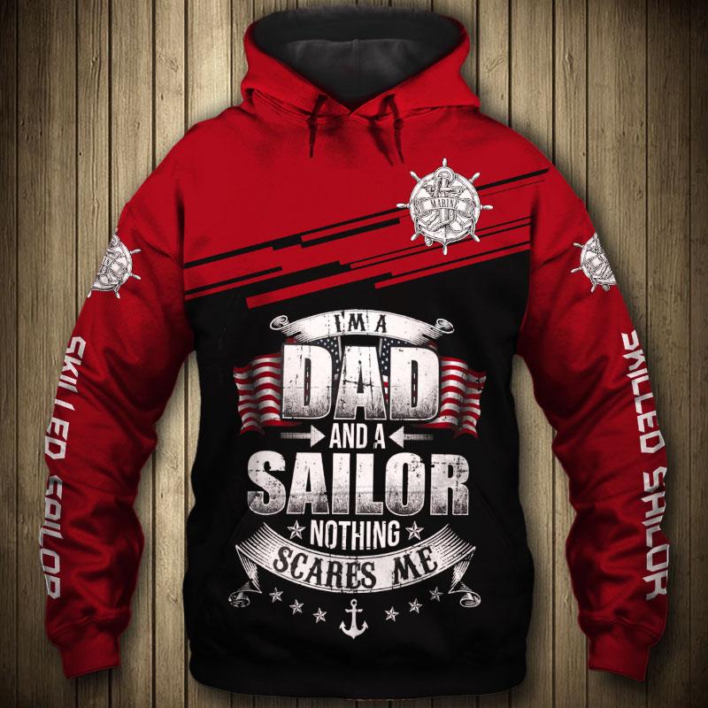 US Sailor Nothing scares Custom name 3D printed shirts