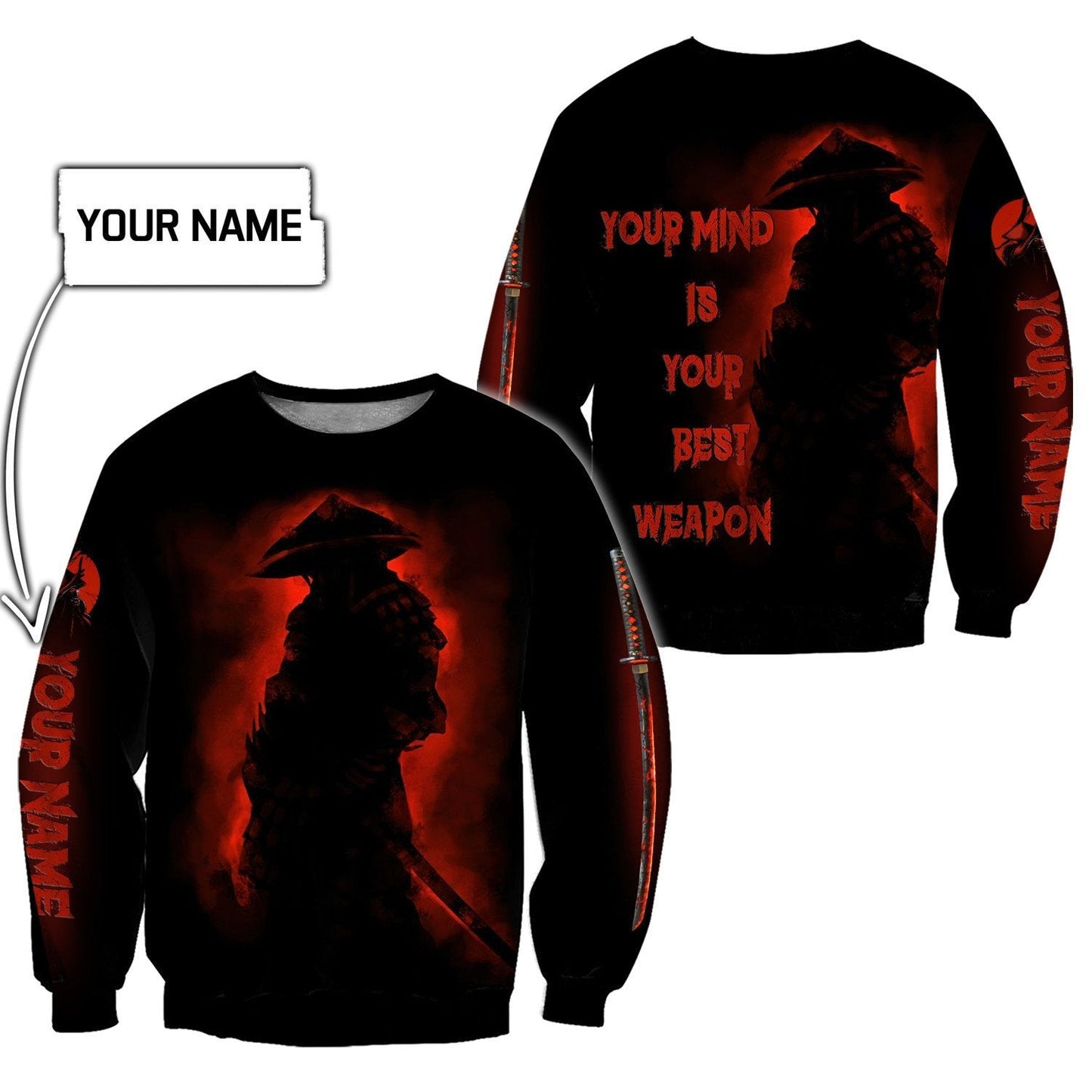 Customize Name Samurai Tattoo Japan 3D All Over Printed Unisex Shirt