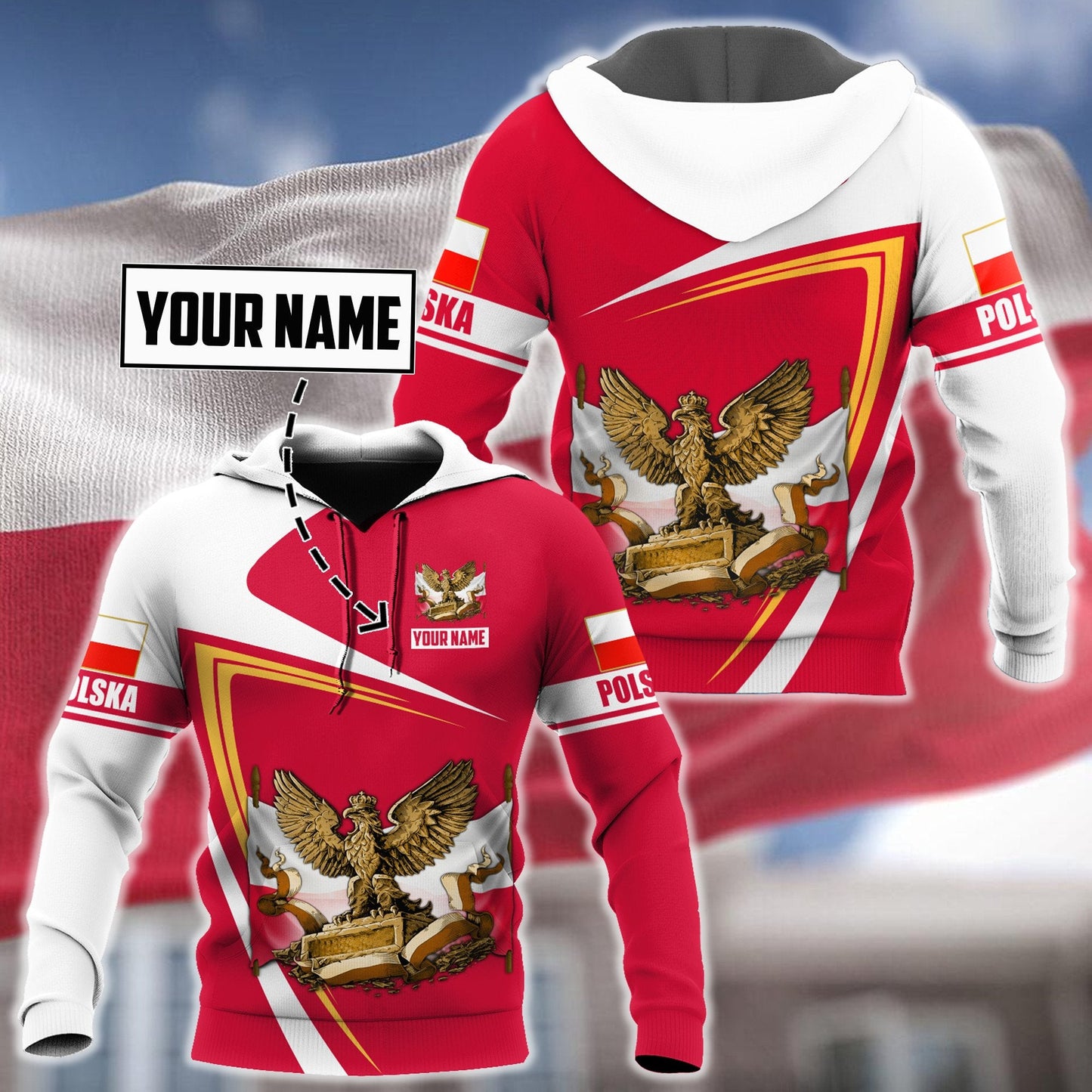 Personalized Polska 3D All Over Printed Unisex Hoodie