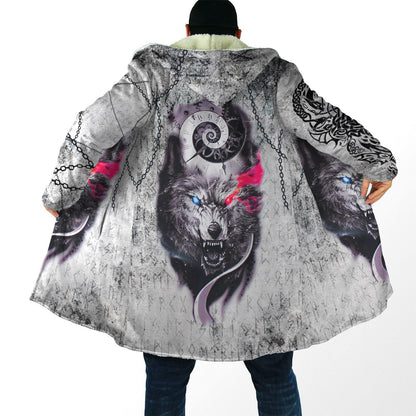 Gray Wolf Tattoo 3D Over Printed Hoodie for Men and Women-ML