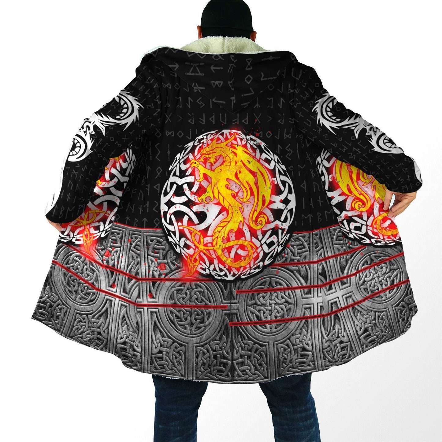 Nidhogg Viking Tattoo 3D Over Printed Hoodie Cloak for Men and Women-ML