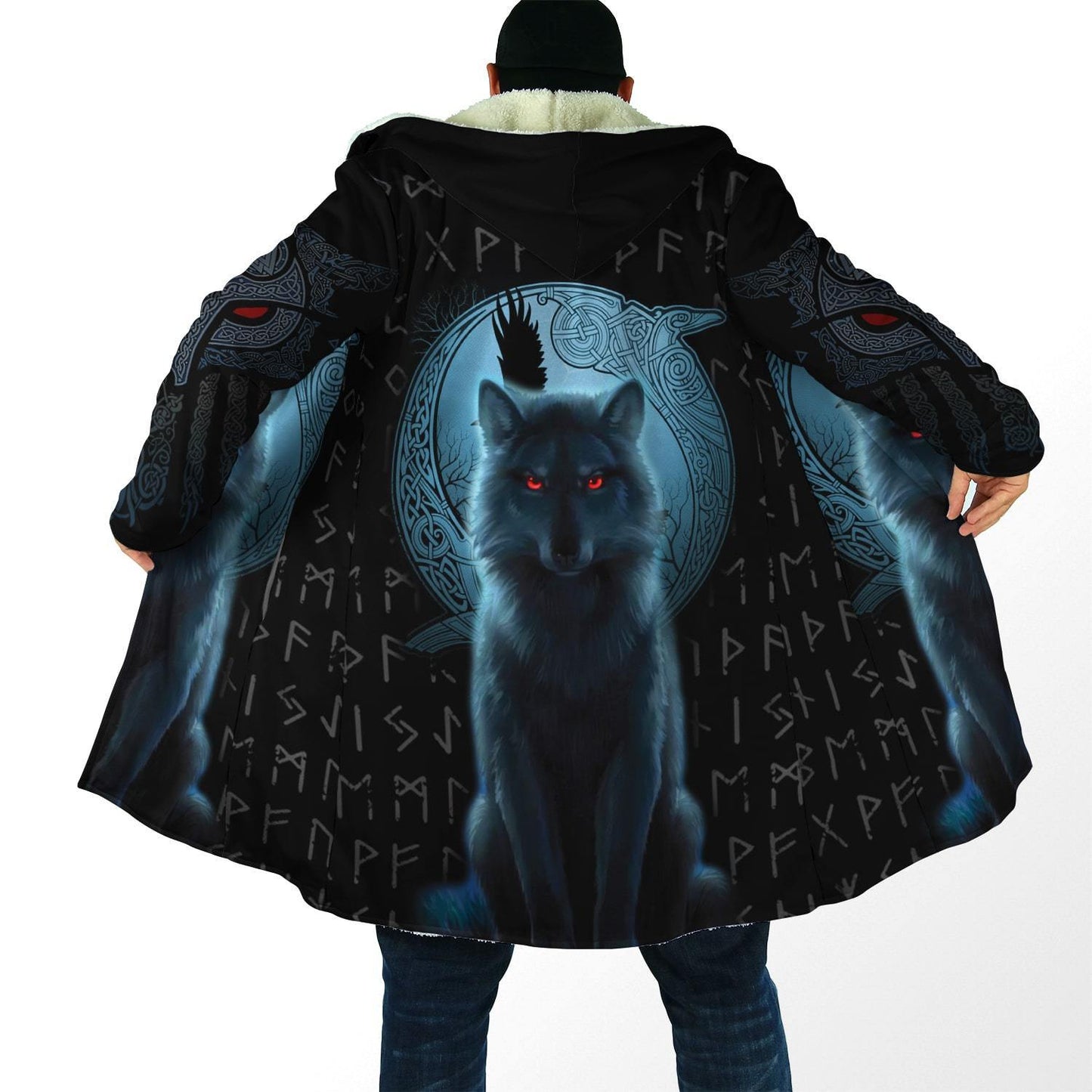 Fenrir Viking Wolf And Moon 3D Over Printed Hoodie for Men and Women-ML