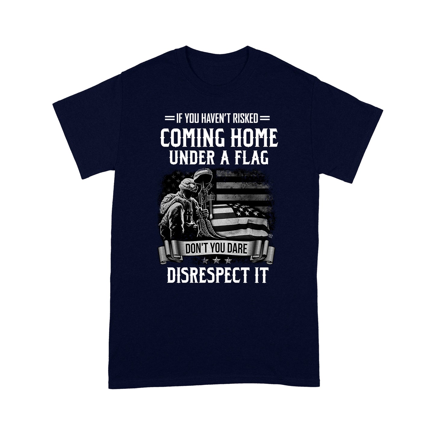 Coming home under a flag Veteran T-shirt HC