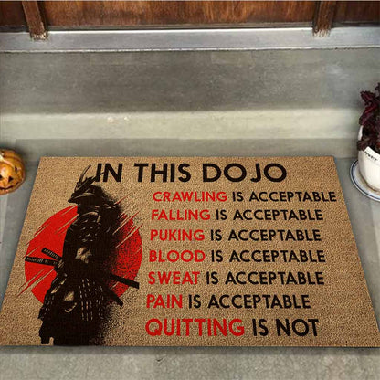 Fear Does Not Exist In This Dojo Samurai Coir Pattern Print Doormat