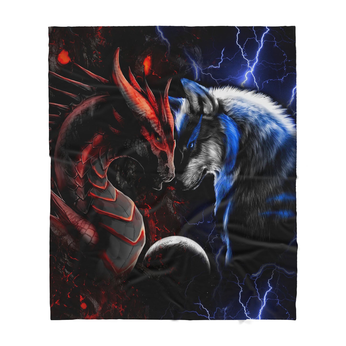 Custom Blanket Dragon and Wolf - Gift For My Family - Sherpa Blanket HG