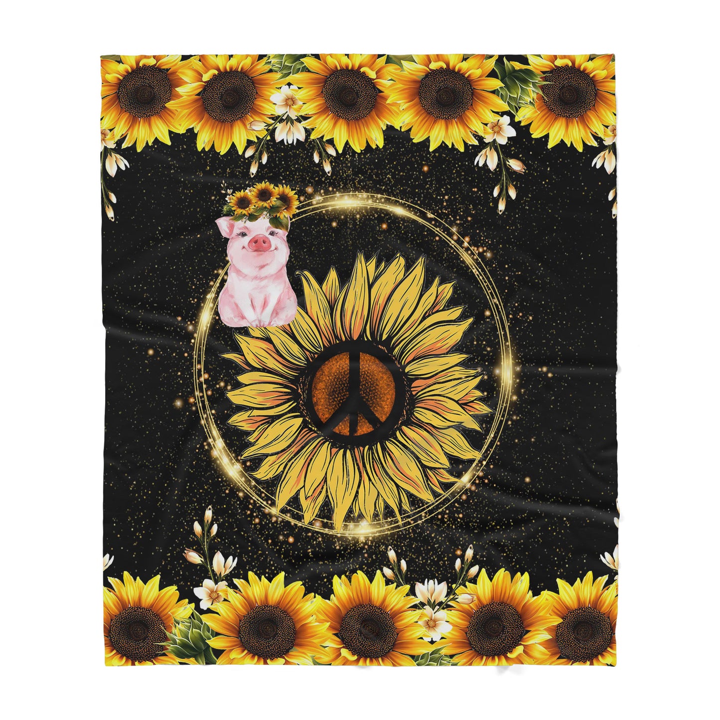 Custom Blanket Pig and Sunflower Sherpa Blanket LAM