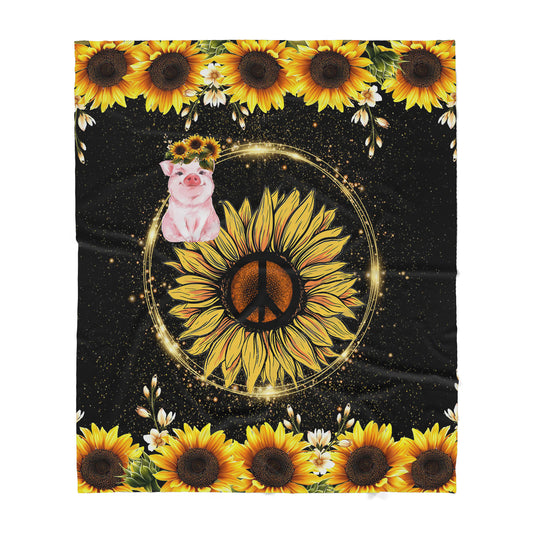 Custom Blanket Pig and Sunflower Sherpa Blanket LAM