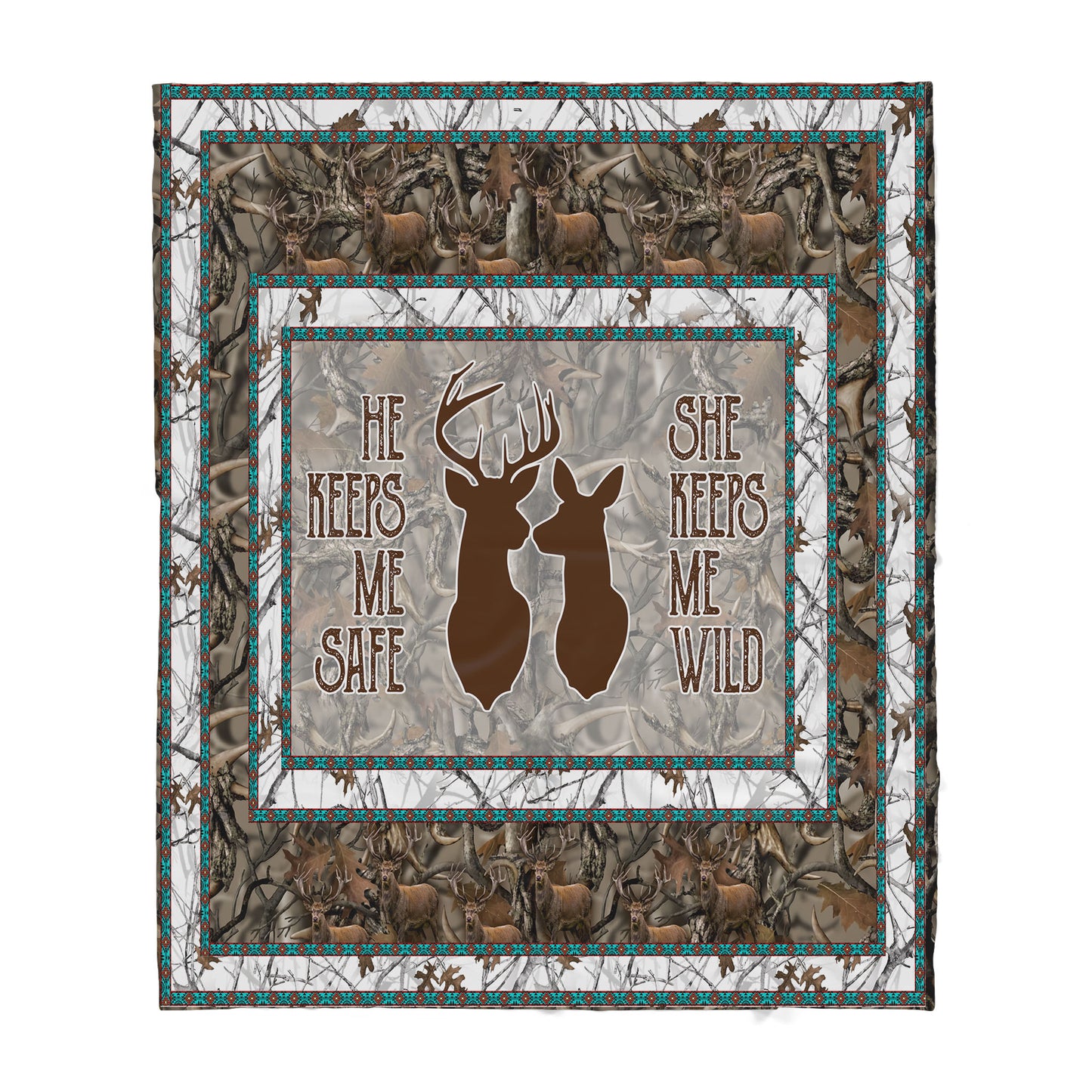 Custom Blanket Deer Couple Sherpa Blanket TA