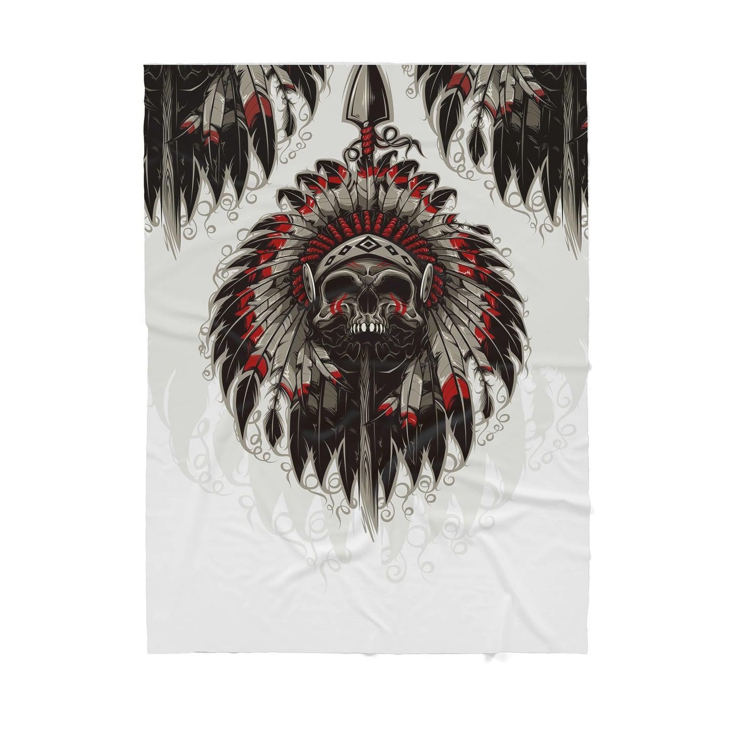 Skull Native American Sherpa Blanket
