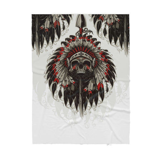 Skull Native American Sherpa Blanket