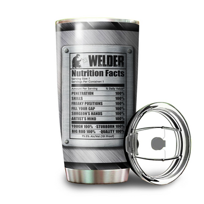 Premium Personalized 3D Printed Skull Welder Stainless Tumbler MEI