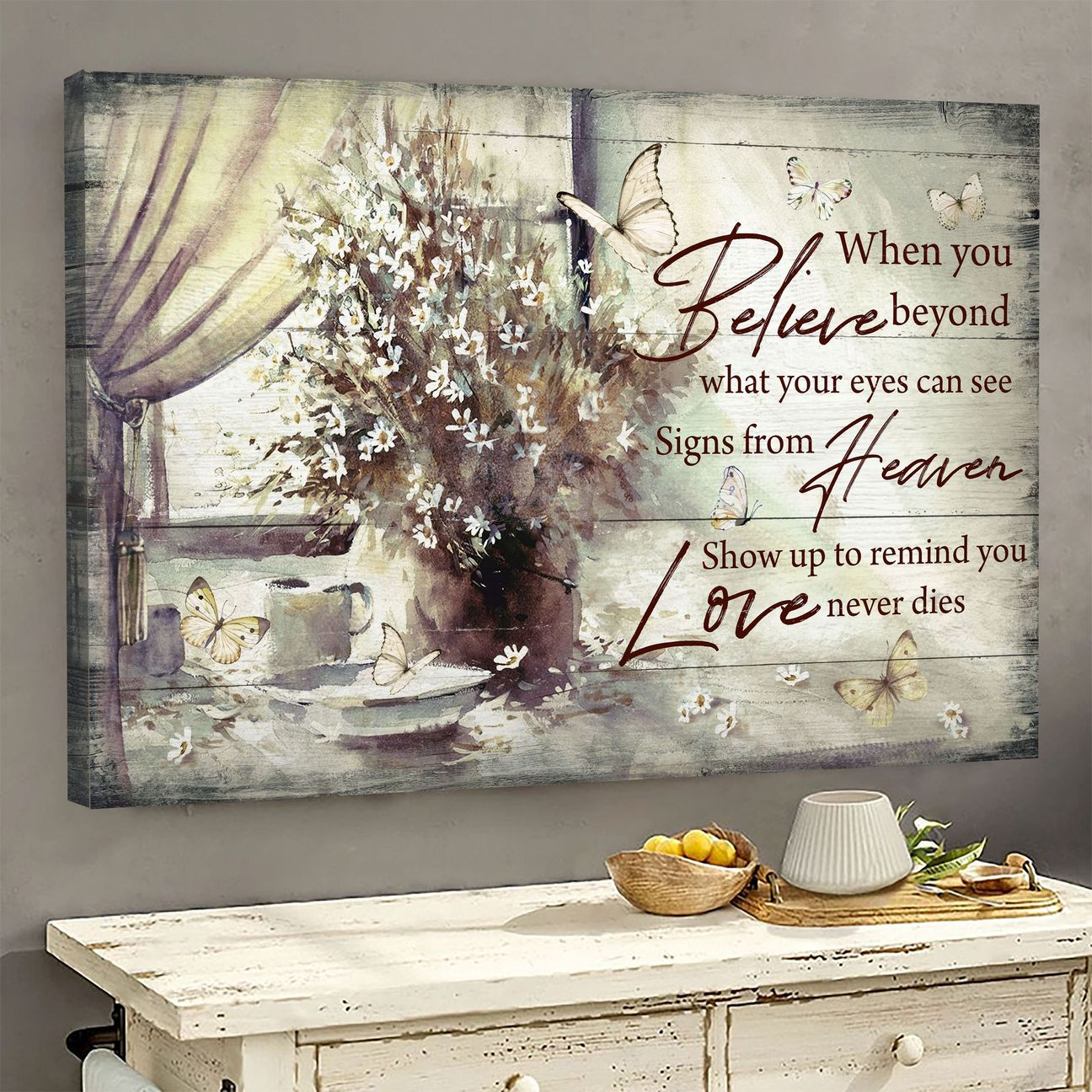 HEAVEN SIGNS FROM HEAVEN SHOW UP TO REMIND YOU LOVE NEVER DIES Jesus Landscape Canvas Print Wall Art
