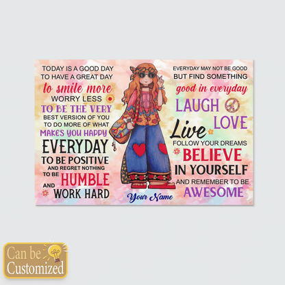 Hippie Girl Live Laugh Love Canvas Poster