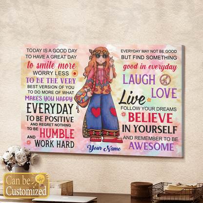 Hippie Girl Live Laugh Love Canvas Poster