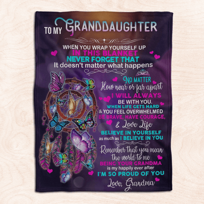 To My Granddaughter Butterfly Blanket