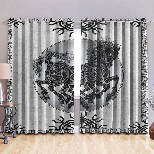 Horse Viking Blackout Thermal Grommet Window Curtains - Amaze Style™-Curtains