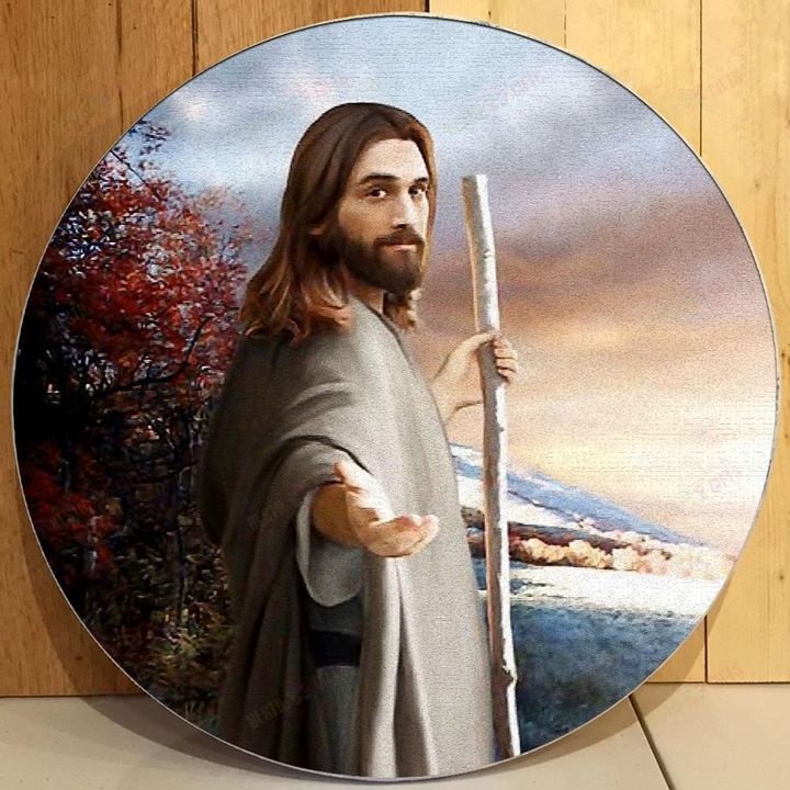 Christmas Love Jesus Round Wooden Door Plate