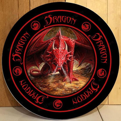 Love Dragon Christmas Round Wooden Door Plate
