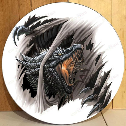 Love Dragon Christmas Round Wooden Door Plate