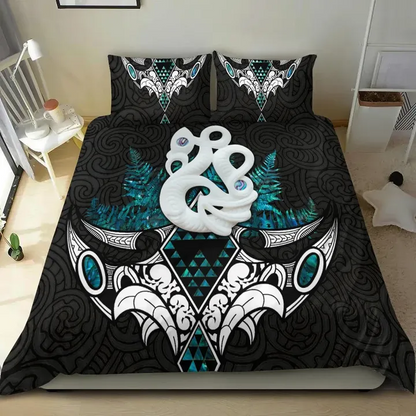 Aotearoa Bedding Set Manaia Maori Tattoo Papua Shell