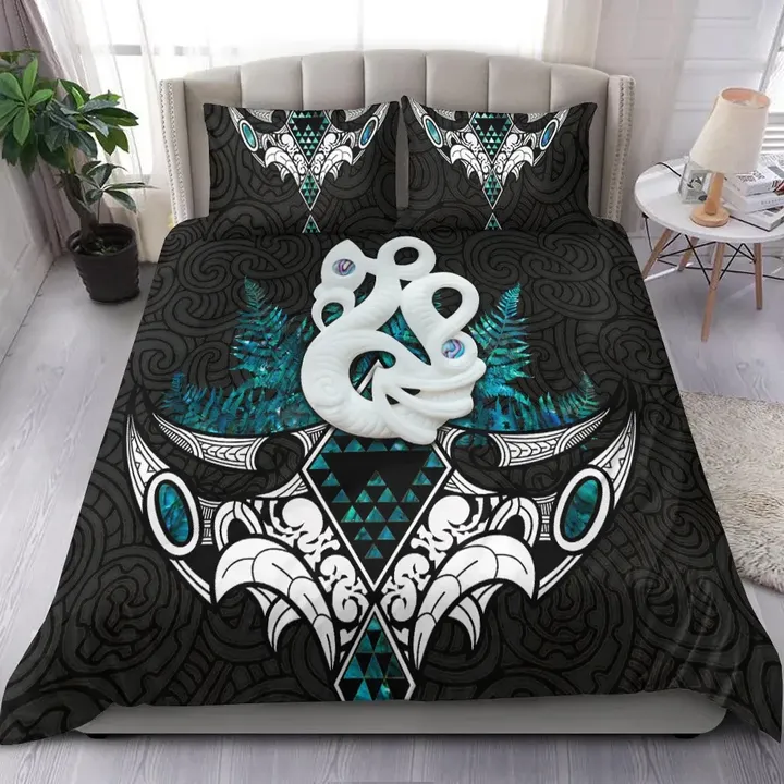 Aotearoa Bedding Set Manaia Maori Tattoo Papua Shell