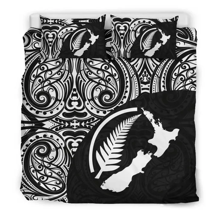 Aotearoa Maori With Map And Silver Fern Bedding Set