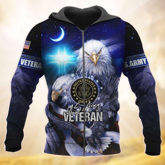 American US Army Veteran Over Printed Unisex Deluxe Hoodie ML