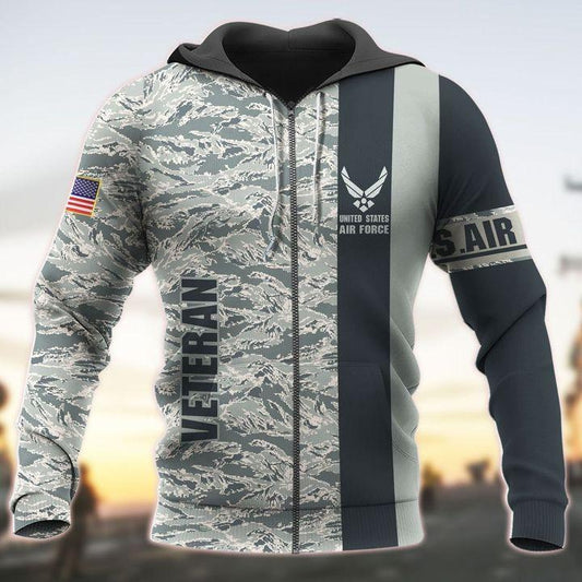 American US Air Force Veteran Over Printed Unisex Deluxe Hoodie ML