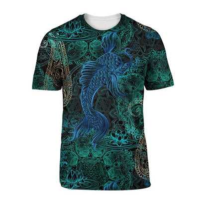 Japanese Kanagawa Sakura Koi Fish All Over 3D T Shirt