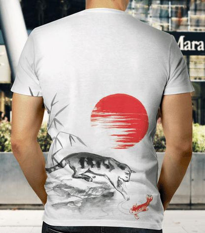 Japanese Kanagawa Sakura Koi Fish All Over 3D T Shirt