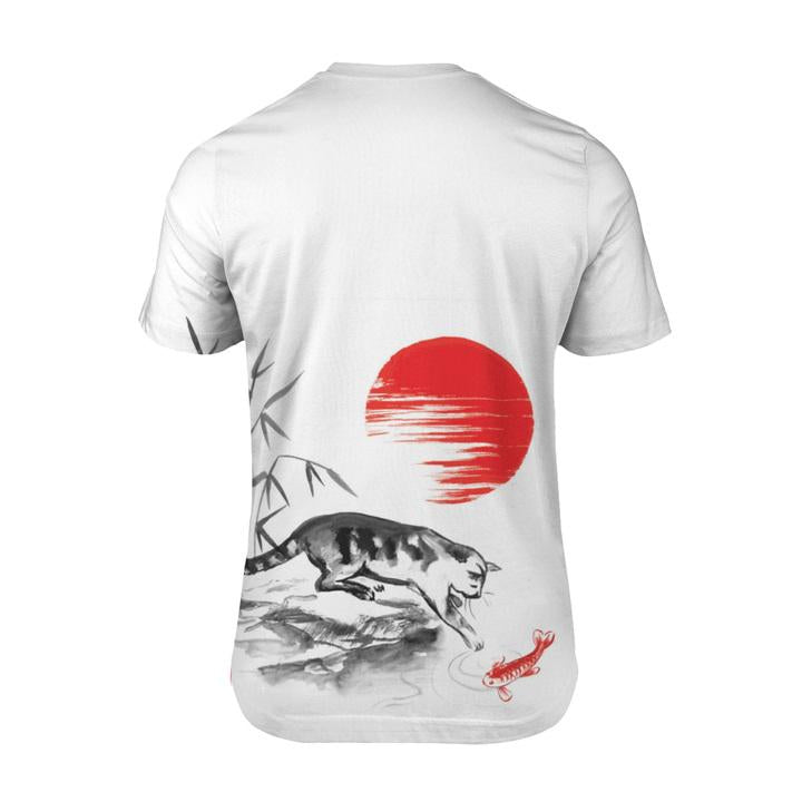 Japanese Kanagawa Sakura Koi Fish All Over 3D T Shirt