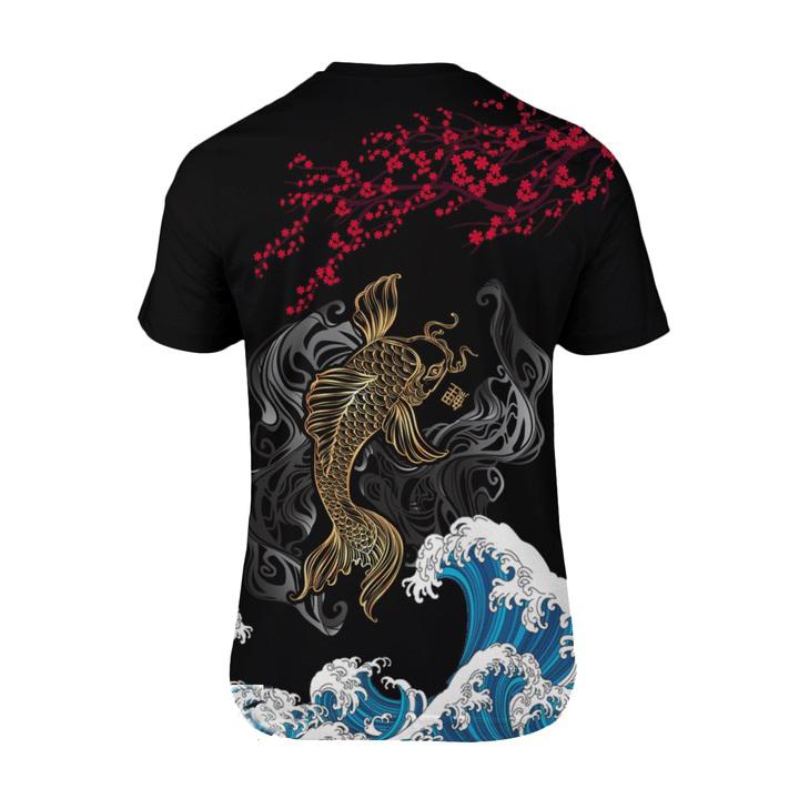 Japanese Sakura Kanagawa Koi Fish All Over 3D T Shirt