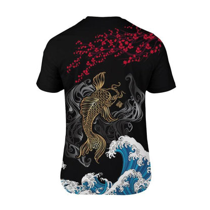Japanese Sakura Kanagawa Koi Fish All Over 3D T Shirt