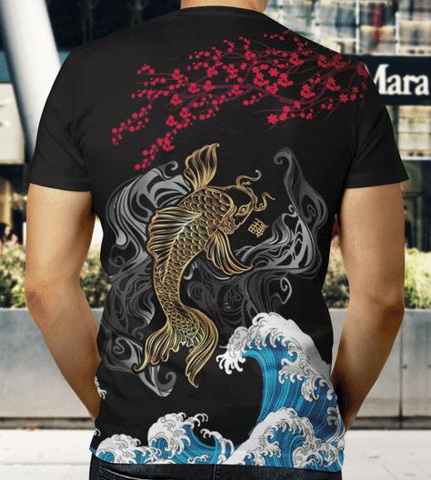 Japanese Sakura Kanagawa Koi Fish All Over 3D T Shirt