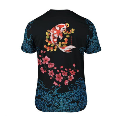 Japanese Sakura Kanagawa Koi Fish All Over 3D T Shirt