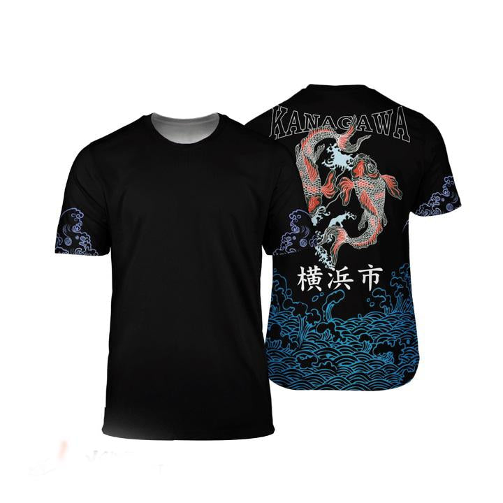 Japanese Kanagawa Sakura Koi Fish All Over 3D T Shirt