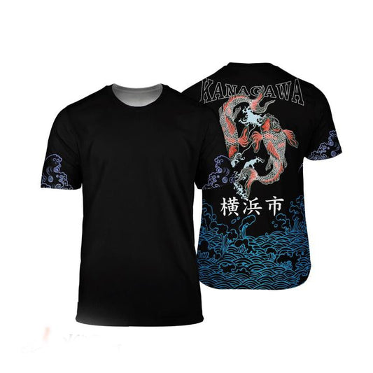 Japanese Kanagawa Sakura Koi Fish All Over 3D T Shirt
