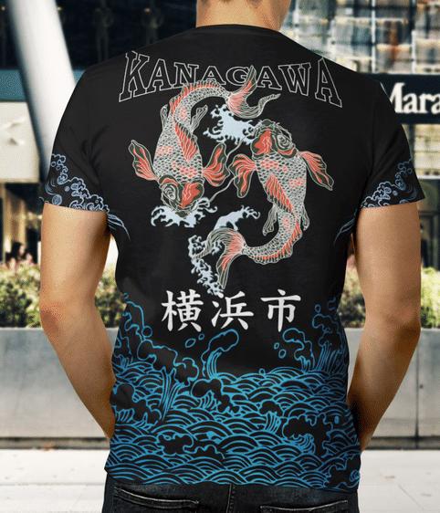 Japanese Kanagawa Sakura Koi Fish All Over 3D T Shirt