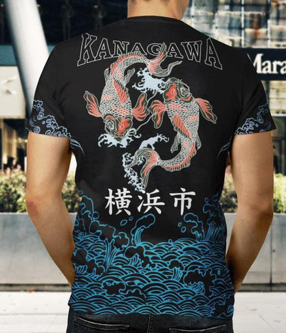 Japanese Kanagawa Sakura Koi Fish All Over 3D T Shirt