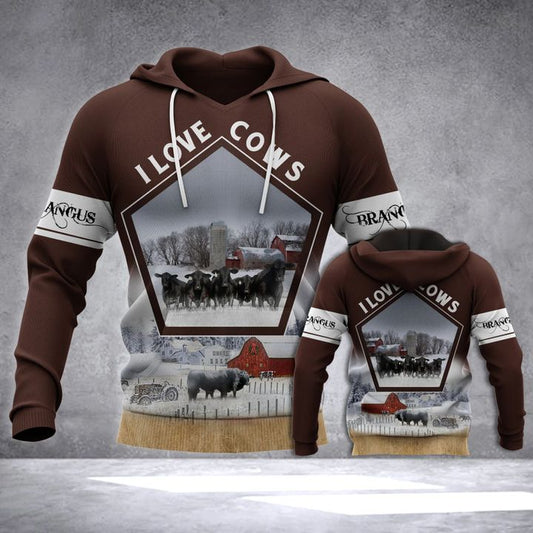 Cattle 3D All Over Printed Hoodie For Men And Women