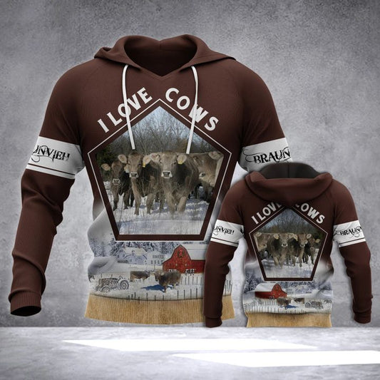 Cattle 3D All Over Printed Hoodie For Men And Women
