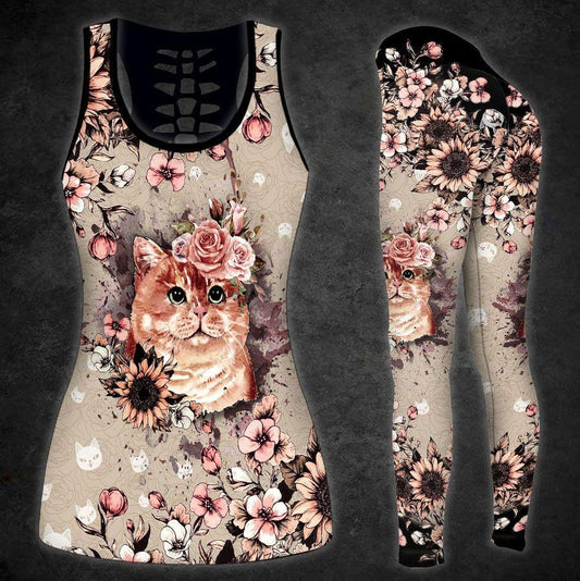 Cat Flower Crown Combo Tank + Legging TA033008 - Amaze Style™-Apparel