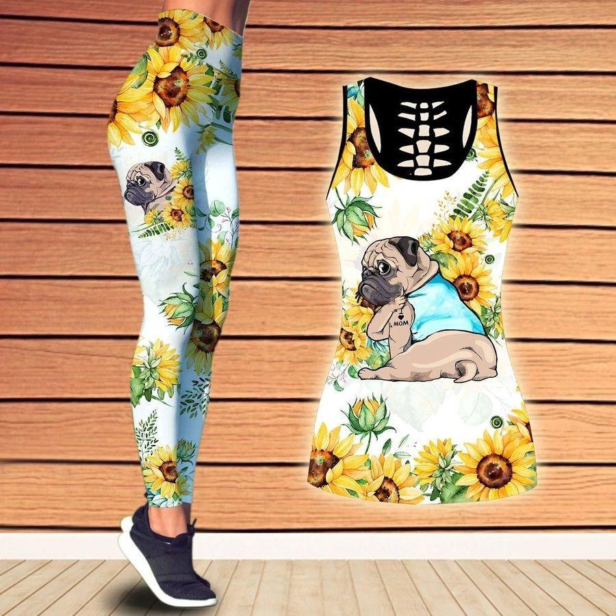 Pug Dog Sunflower Combo Tank + Legging TA033007 - Amaze Style™-Apparel