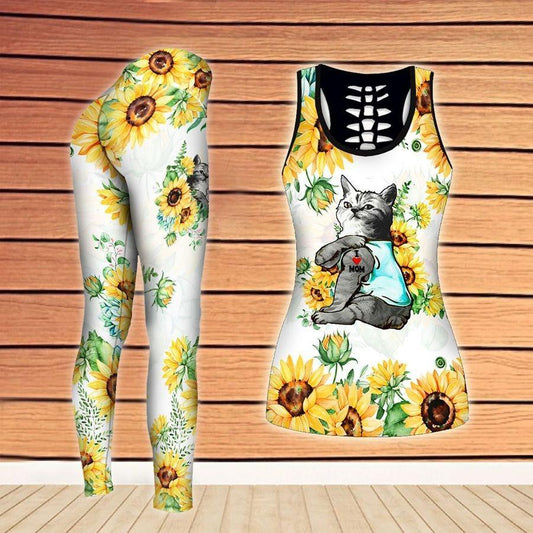 Cat Sunflower Crown Combo Tank + Legging TA033009 - Amaze Style™-Apparel