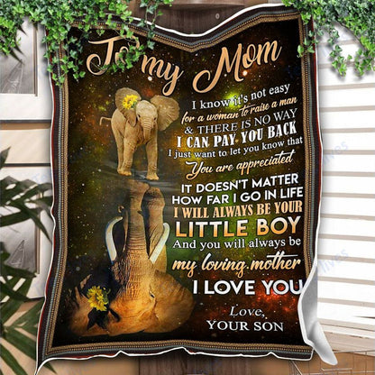Custom Blanket Elephant Sunflower To My Mom-Best Gift For Mom Mother -Sherpa Blanket TA