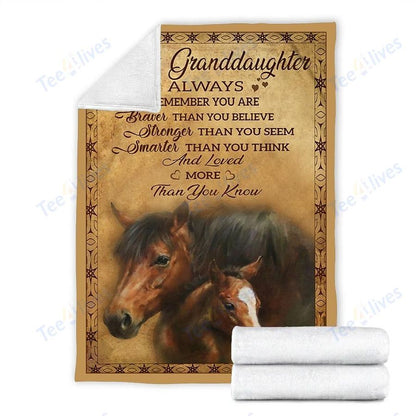 Custom Blanket Horse To My Granddaughter-Best Gift For Granddaughter-Sherpa Blanket TA