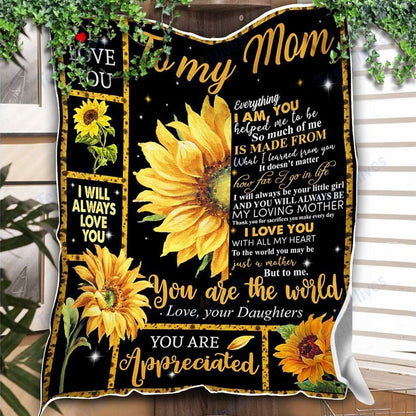 Custom Blanket Sunflower To My Mom -Best Gift For Mom Mother -Sherpa Blanket TA