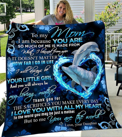 Custom Blanket To My Mom Dolphin-Best Gift For Mom Mother -Sherpa Blanket TA