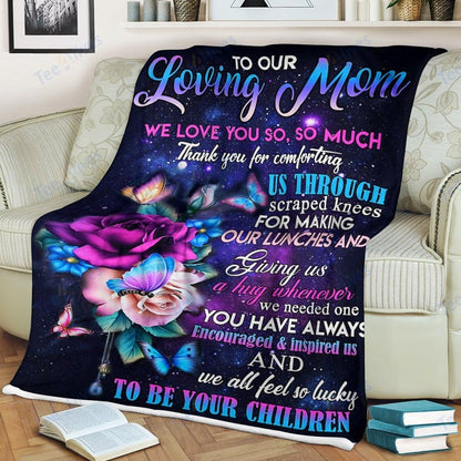 Custom Blanket Flower To My Mother -Best Gift For Mom Mother -Sherpa Blanket TA