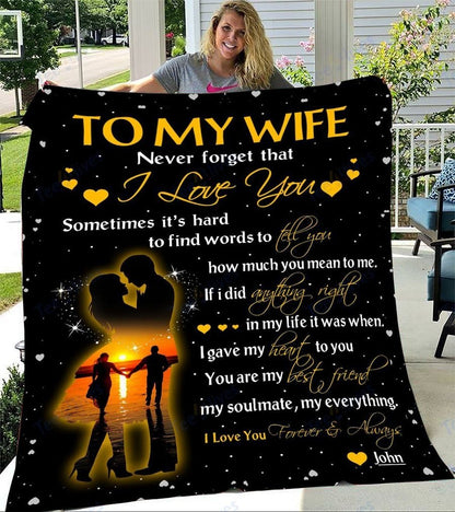 Custom Blanket To My Wife-Best Gift For Wife-Sherpa Blanket TA